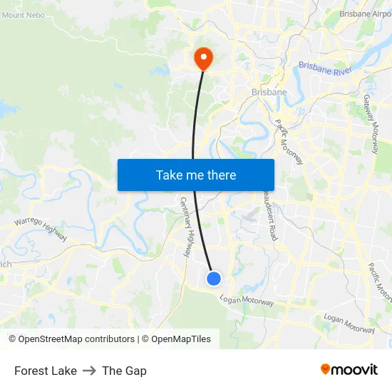 Forest Lake to The Gap map