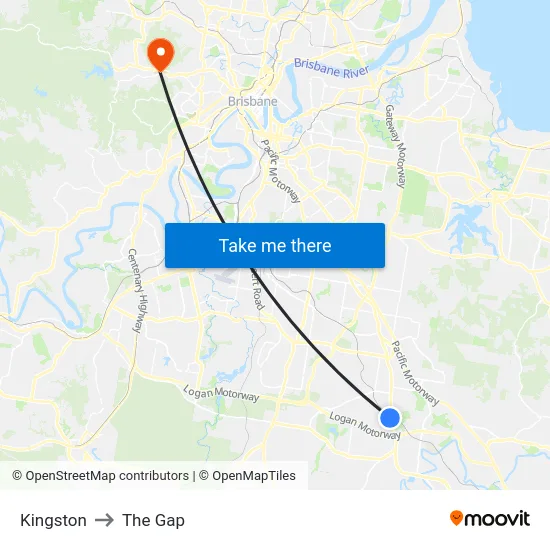 Kingston to The Gap map
