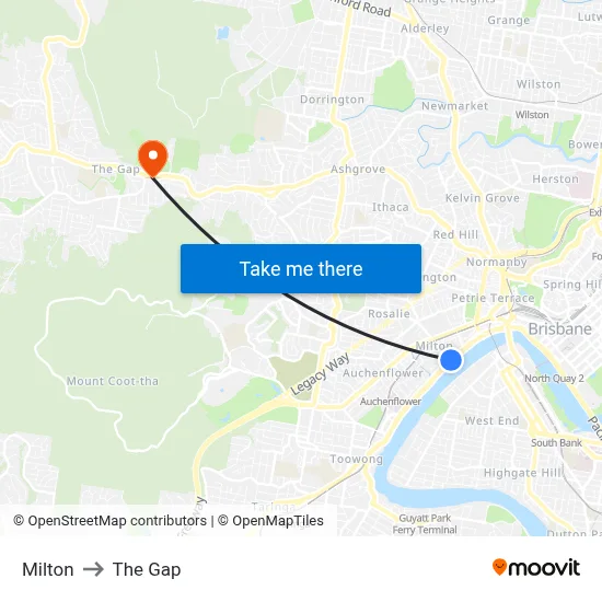 Milton to The Gap map