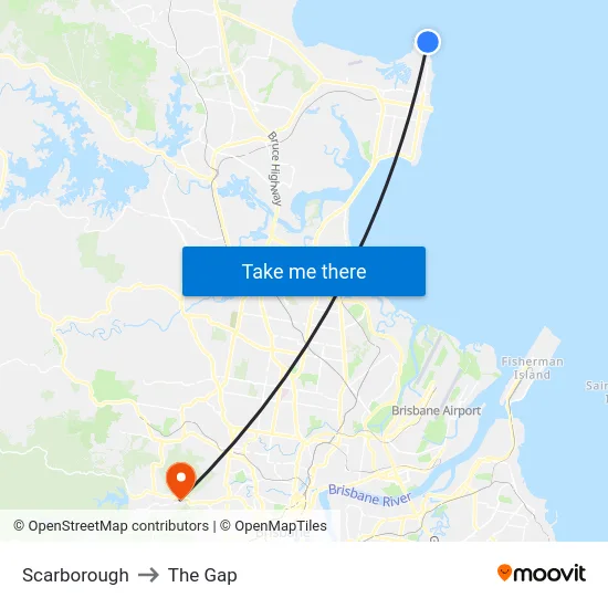Scarborough to The Gap map