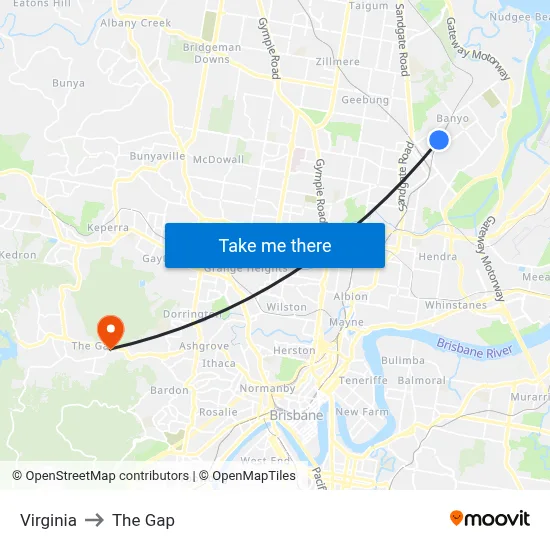 Virginia to The Gap map