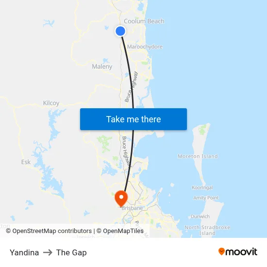Yandina to The Gap map