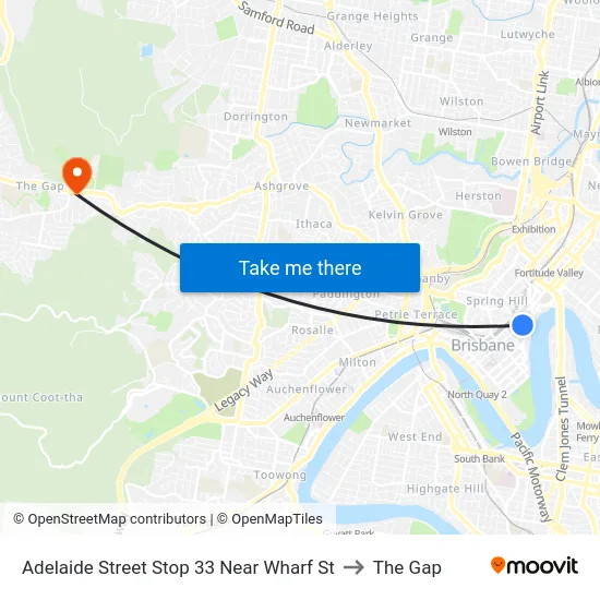 Adelaide Street Stop 33 Near Wharf St to The Gap map