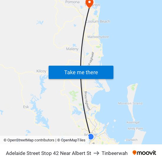 Adelaide Street Stop 42 Near Albert St to Tinbeerwah map