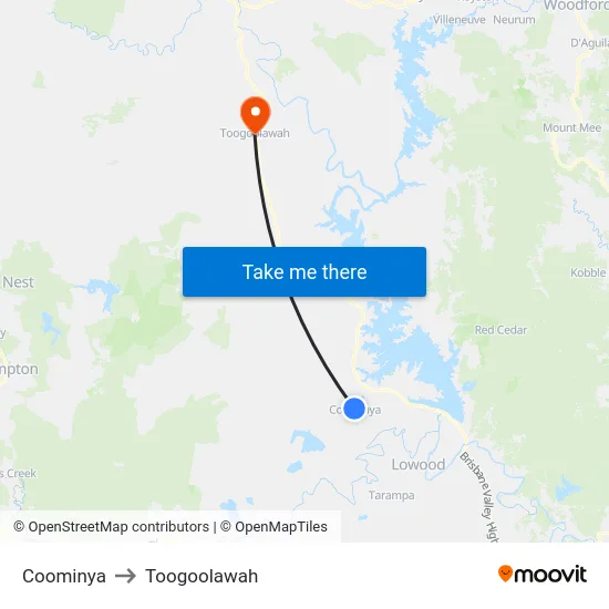 Coominya to Toogoolawah map