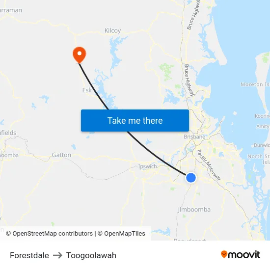 Forestdale to Toogoolawah map