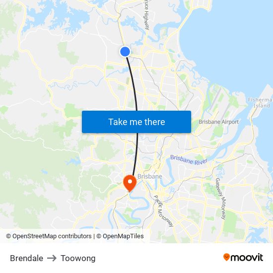 Brendale to Toowong map