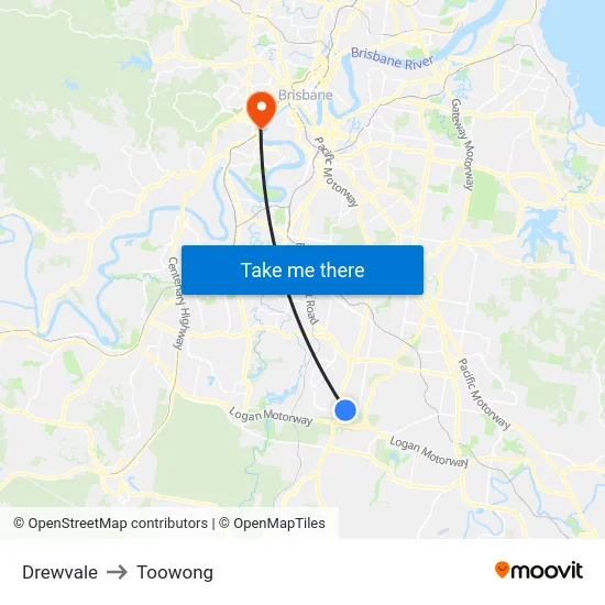 Drewvale to Toowong map