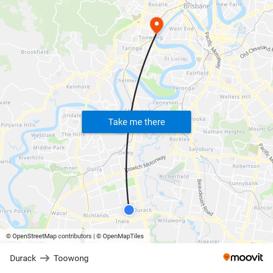 Durack to Toowong map