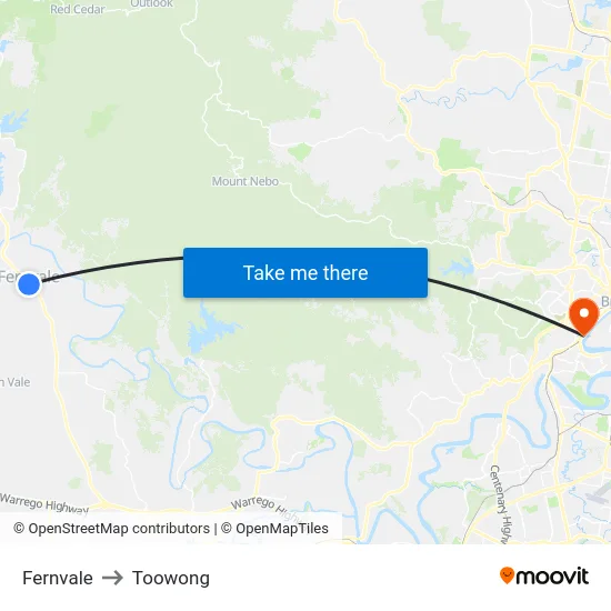 Fernvale to Toowong map