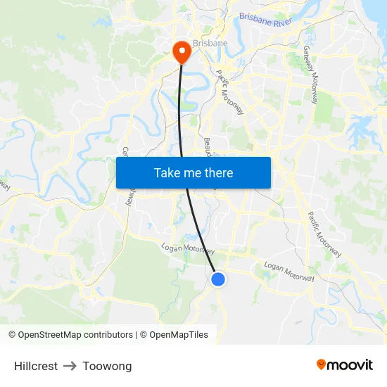 Hillcrest to Toowong map