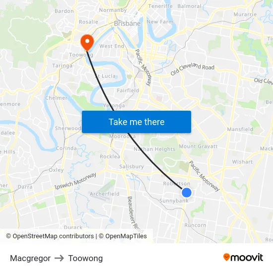Macgregor to Toowong map