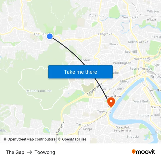 The Gap to Toowong map