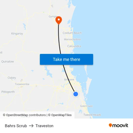 Bahrs Scrub to Traveston map