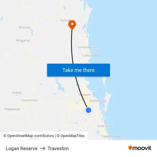 Logan Reserve to Traveston map