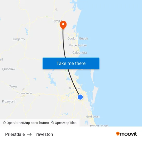 Priestdale to Traveston map