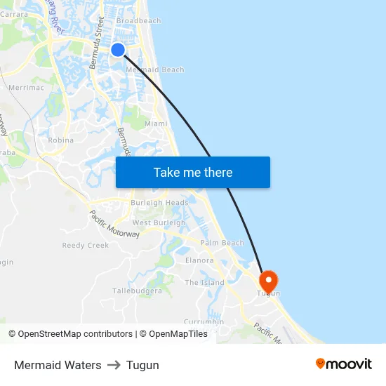 Mermaid Waters to Tugun map