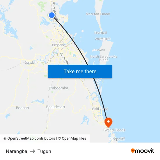 Narangba to Tugun map