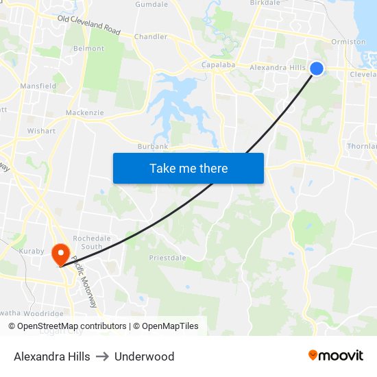 Alexandra Hills to Underwood map