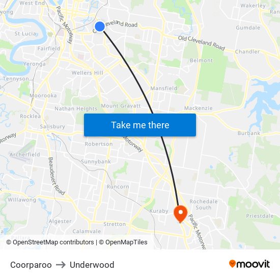 Coorparoo to Underwood map