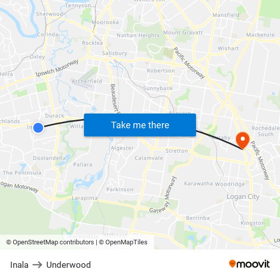 Inala to Underwood map