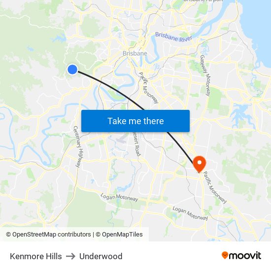 Kenmore Hills to Underwood map