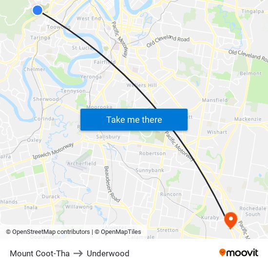 Mount Coot-Tha to Underwood map