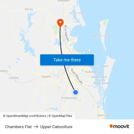 Chambers Flat to Upper Caboolture map