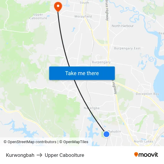 Kurwongbah to Upper Caboolture map