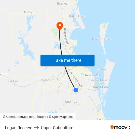 Logan Reserve to Upper Caboolture map