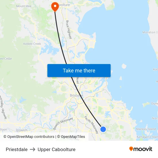 Priestdale to Upper Caboolture map