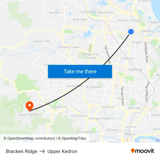 Bracken Ridge to Upper Kedron map