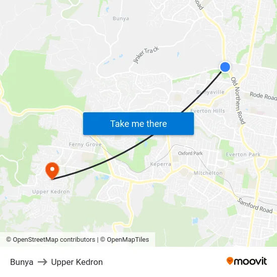 Bunya to Upper Kedron map