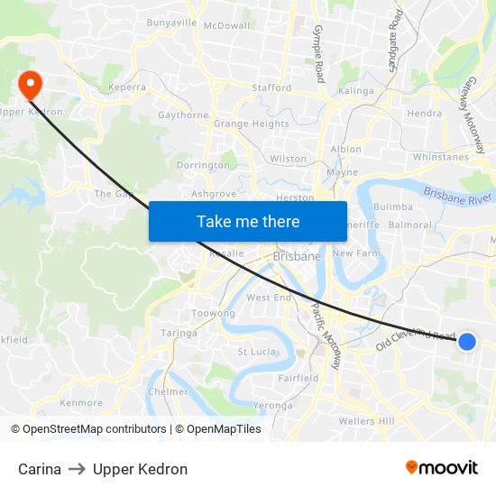 Carina to Upper Kedron map