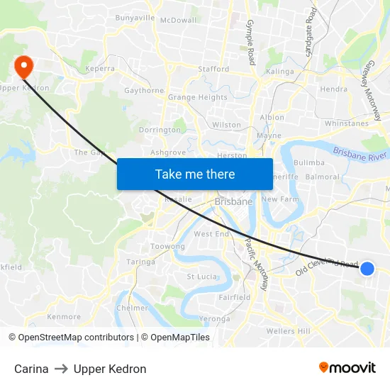 Carina to Upper Kedron map