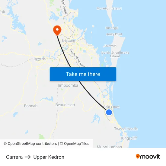 Carrara to Upper Kedron map