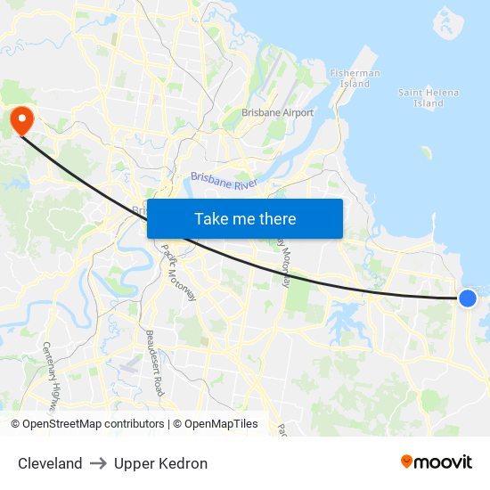Cleveland to Upper Kedron map