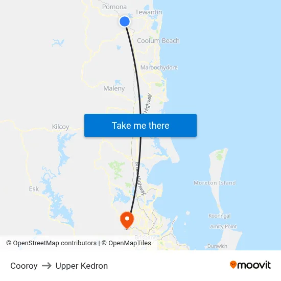 Cooroy to Upper Kedron map