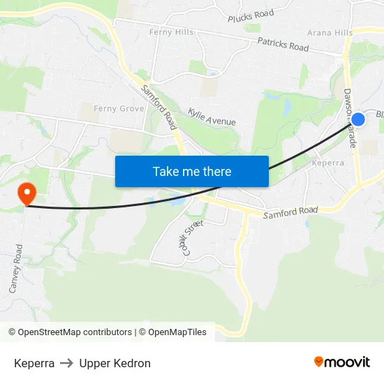 Keperra to Upper Kedron map