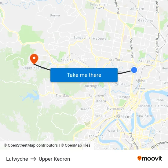 Lutwyche to Upper Kedron map