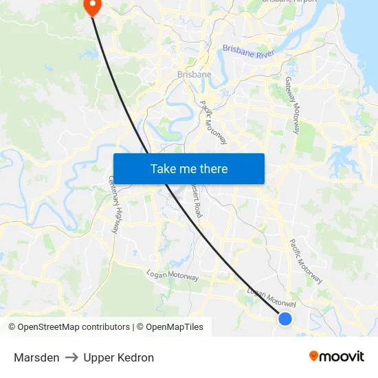 Marsden to Upper Kedron map