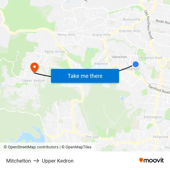 Mitchelton to Upper Kedron map