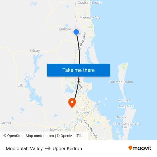 Mooloolah Valley to Upper Kedron map