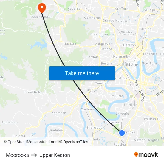 Moorooka to Upper Kedron map