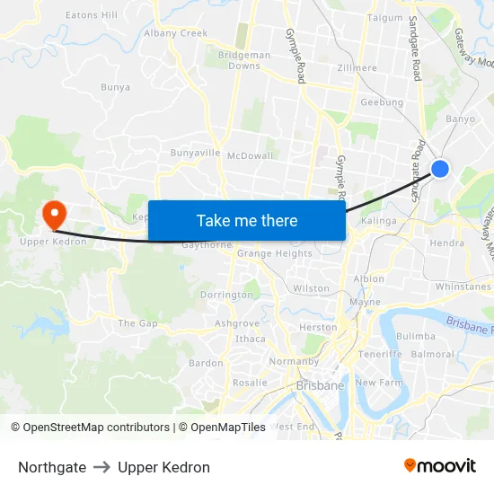 Northgate to Upper Kedron map