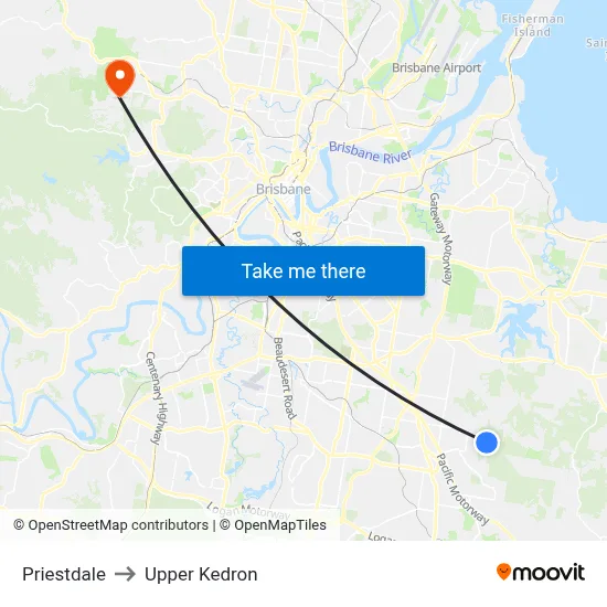 Priestdale to Upper Kedron map