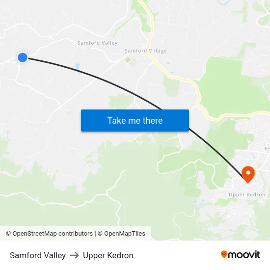 Samford Valley to Upper Kedron map