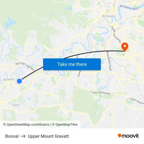 Booval to Upper Mount Gravatt map
