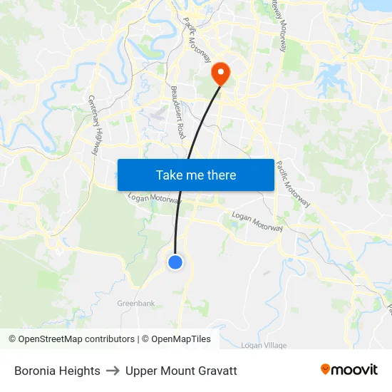 Boronia Heights to Upper Mount Gravatt map