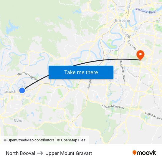 North Booval to Upper Mount Gravatt map